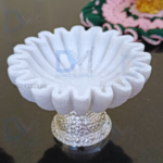 Premium Marble Ruffle Matte Bowl with Gold & Silver Stand – 6 Inch Decorative Marble Bowl for Home Decor & Gifting - Image 4