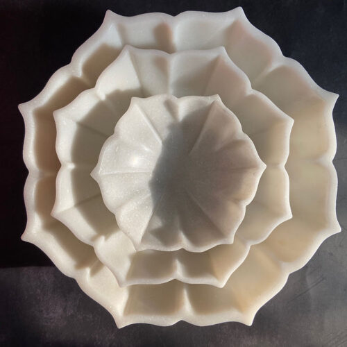 Premium Marble Octa Urli Set of 3 – Glossy Finish Decorative Urli (6, 9 & 12 Inch) | Natural Marble Urli for Home Decor & Gifting